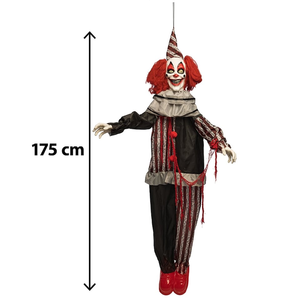 image 1 of Mad Giggles Clown Halloween Light Up Hanging Decoration 1.75m
