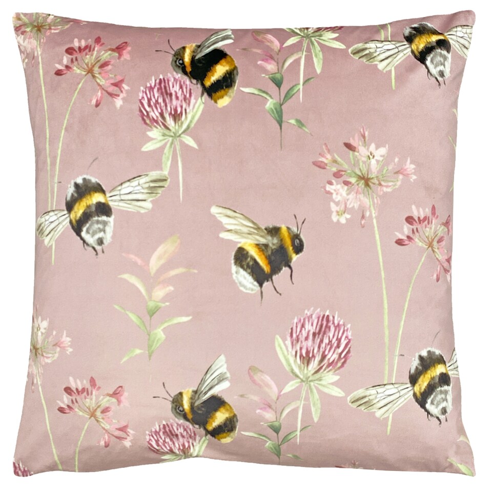 image 1 of Evans Lichfield Country Bee Garden Printed Cushion, Heather, 43 x 43cm