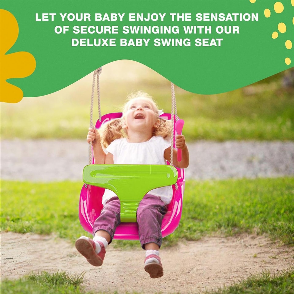 image 1 of The Magic Toy Shop Pink Toddler Swing Chair Adjustable Kids Outdoor Playground Swing Seat