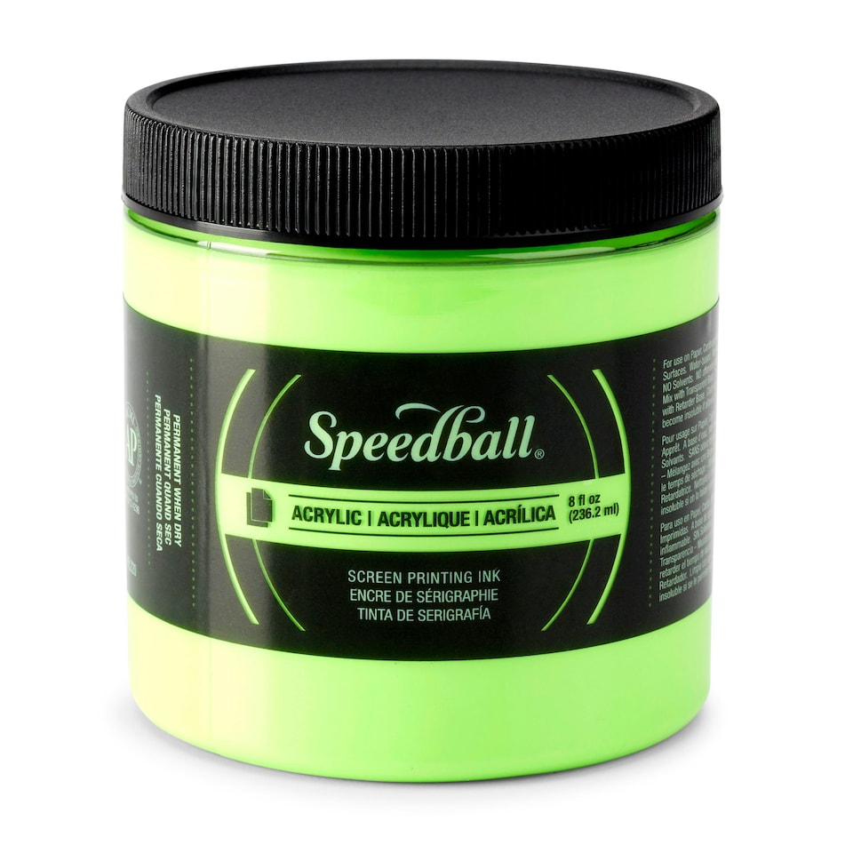 Speedball Fluorescent Acrylic Screen Printing Ink, Lime Green, 8oz