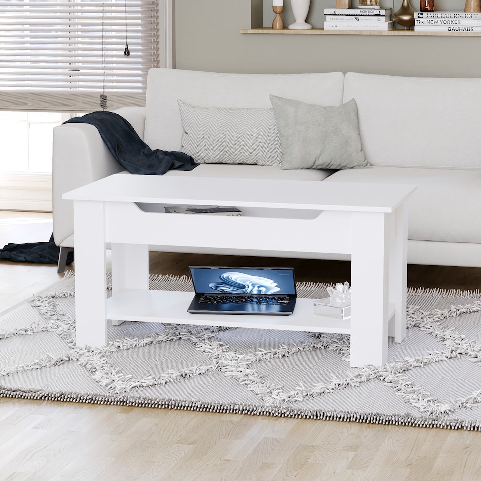 image 1 of Vida Designs Lift Up Coffee Table With Storage Compartment & Shelf, White