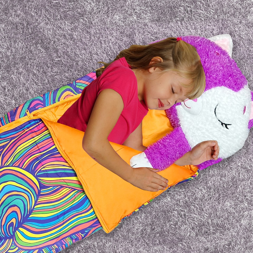 image 1 of Happy Nappers Purple White Cat Medium