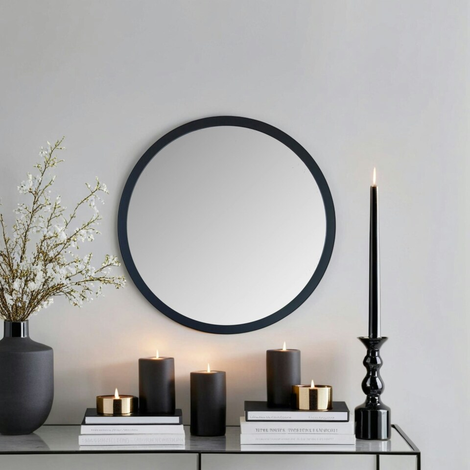 image 1 of Classic Round Contemporary Mirror Black Black | 60x60x2cm