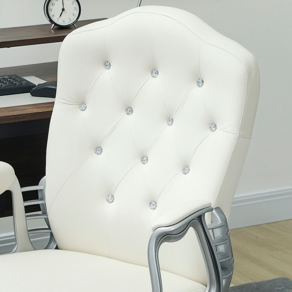 image 1 of Vinsetto Home Office Chair with Adjustable Height Tilt Function Cream White | Cream | White | One Size