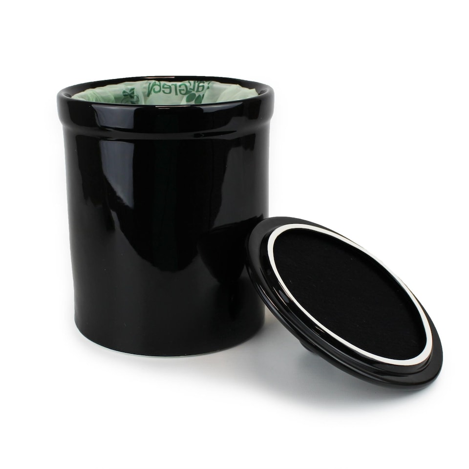 image 1 of Black Ceramic Compost Caddy - Portland Kitchen Ceramic Compost Bin for Food Waste Recycling