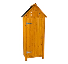 JSH Bideford Tall 180cm Wooden Garden Storage Shed Unit with Pitched Roof - Natural