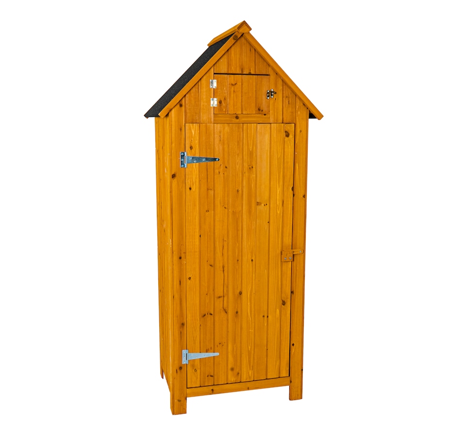 image 1 of JSH Bideford Tall 180cm Wooden Garden Storage Shed Unit with Pitched Roof - Natural