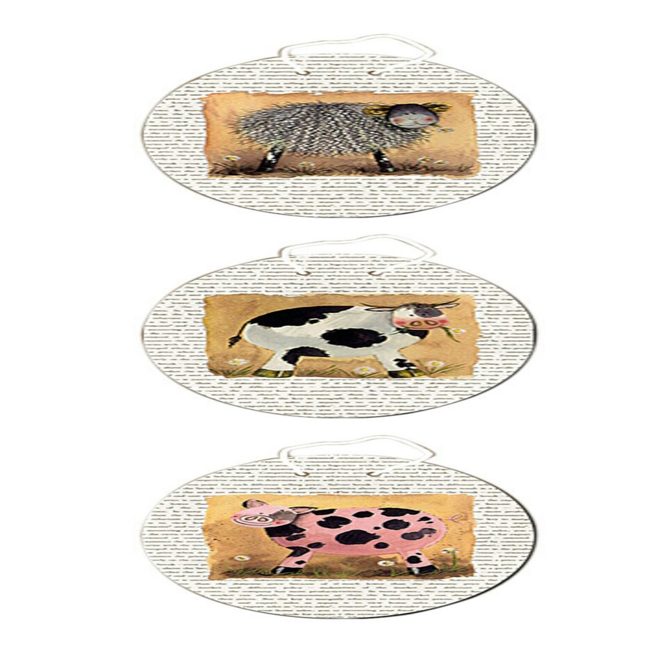 3 Assorted Farm Animal Plaque