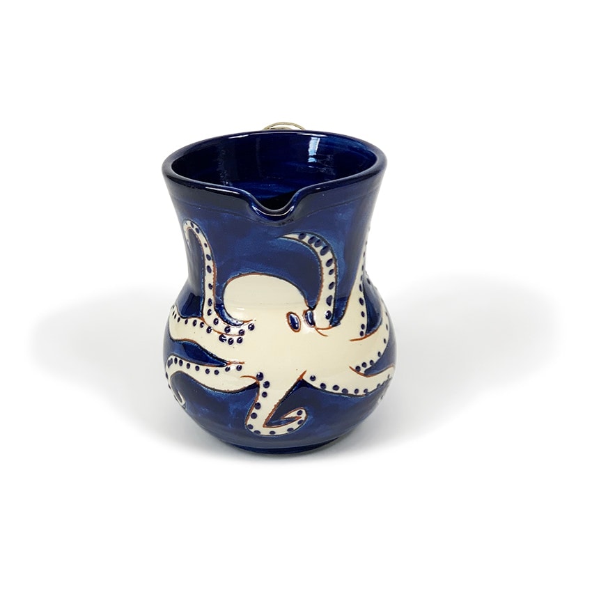 Verano Spanish Ceramics Signature Blue & White Octopus Hand Painted Ceramic Small Pourer Jug 0.5L