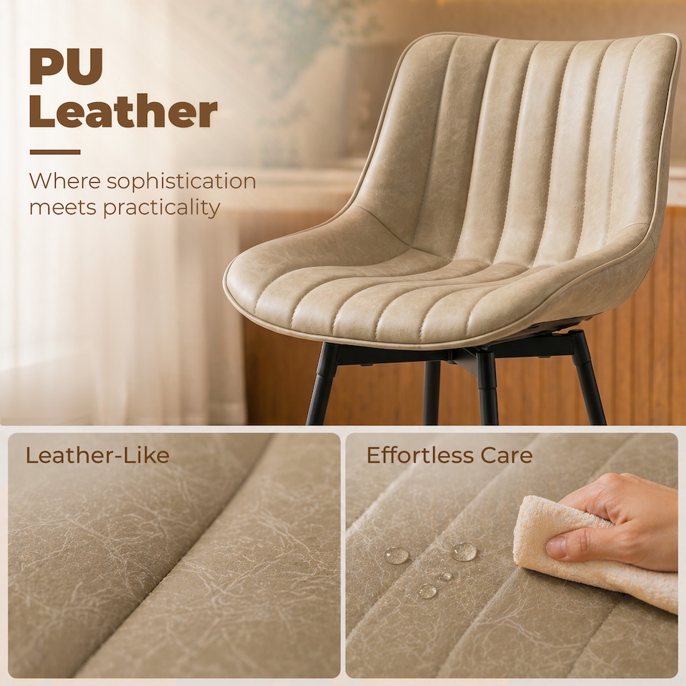 image 1 of HOMCOM Swivel Bar Stools Set of 2, PU Leather Upholstery