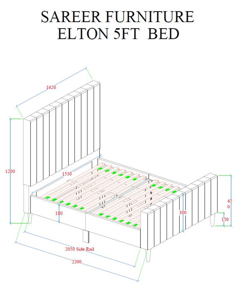 image 1 of Sareer 4FT6 Elton Grey Bed Frame | Grey | Double