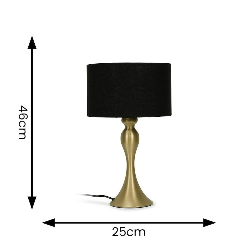 image 1 of ValueLights Modern Matt Gold Spindle Design Table Lamp With Black Drum Shade