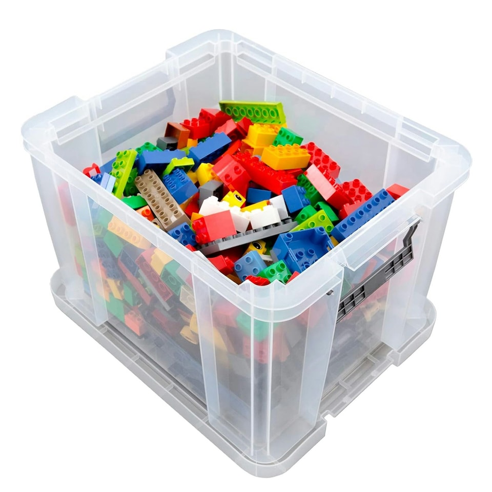 image 1 of 1 x Large Clear Stackable Nestable 10 Litre Storage Container With Clip Locked Lid & Strong Handles Clear