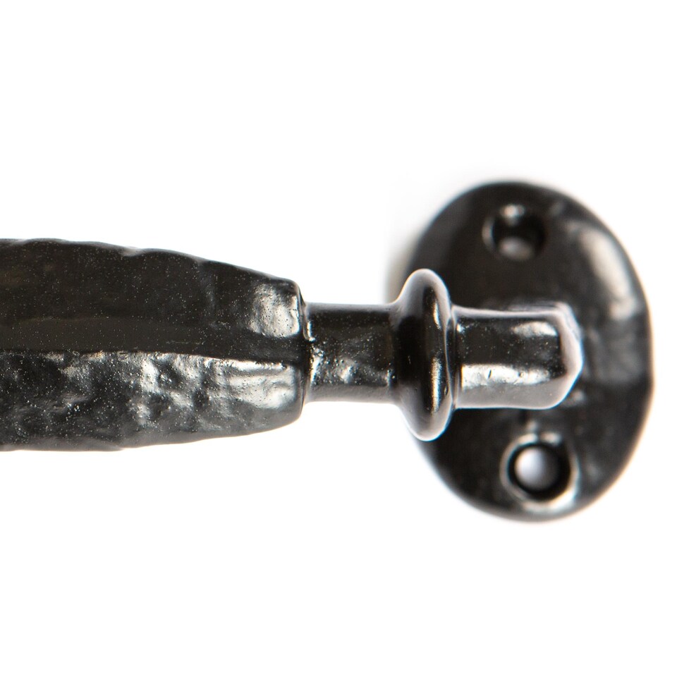 image 1 of Hammer & Tongs Offset Wrought Iron Door Handle - H160mm - Black | Black | Black
