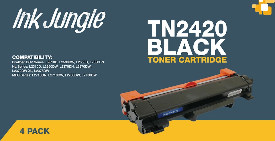 image 1 of 4x Compatible Brother TN2420 Black Toner Cartridges | Black | 4