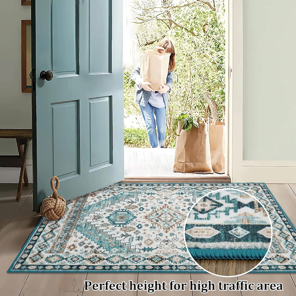image 1 of London Boutique Washable Greenish Area Rug Living Room Rug Non-Slip 240 x 340cm