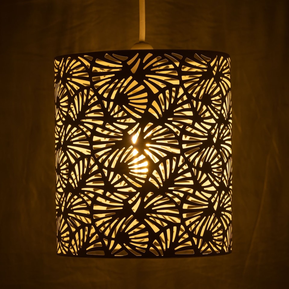 image 1 of Set of 2 Maui - White Cut Out Metal Leaf Pendant Light Shades | White | Small | 2