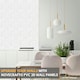 image 6 of NOVECRAFTO 3D Geometric Wall Panels – Matt White Squares Design – 6 PVC Sheets – 1.5m² (16.15sqft) – Interior Cladding Wall Tile Effect | White