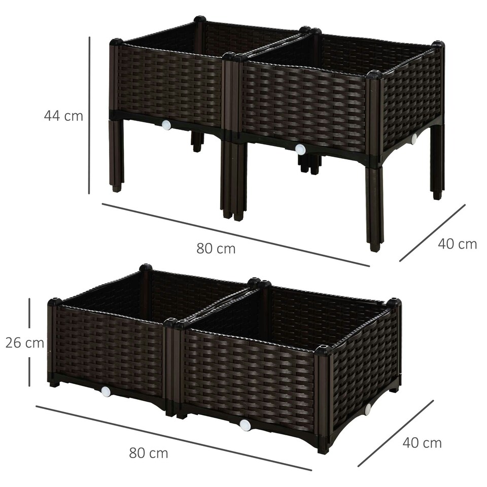 image 1 of Outsunny 4-piece Elevated Flower Bed Vegetable Herb Planter Plastic