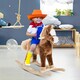 image 2 of HOMCOM Kids Rocking Horse Wooden Plush Children Ride On Toy Rocker Baby Gift Age