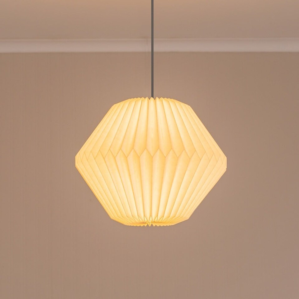 image 1 of ValueLights Astrid Geometric Origami Hexagon Pleat Lamp Shade | White