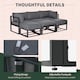 image 7 of Outsunny 6 PC Garden Daybed Aluminum Sectional Sofa Set Coffee Table Footstool | Grey