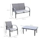 image 5 of Outsunny 4 Pcs Curved Steel Outdoor Furniture Set w Loveseat, 2 Texteline Seats, Glass Top Table Garden Balcony Patio Furniture For Family Party Events Guests Grey