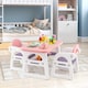 image 3 of COSTWAY 3-Piece Kids Table and Chairs Set with Rack Pink