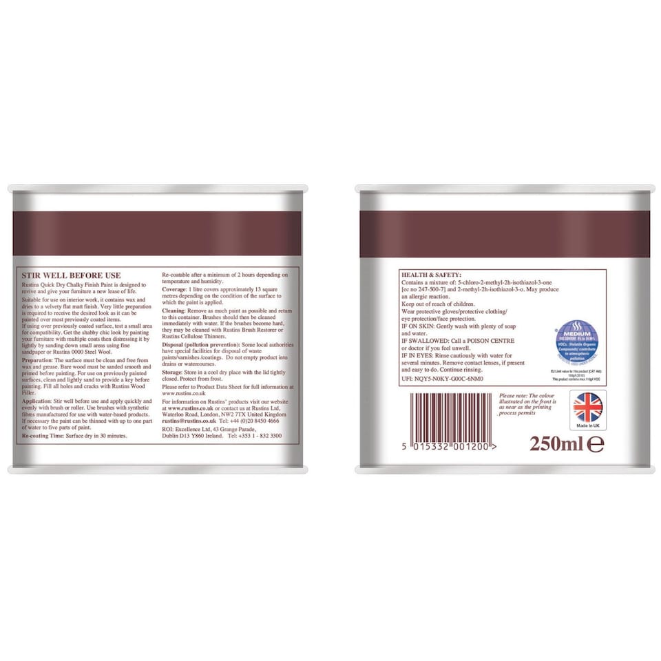 image 1 of Rustins Chalky Finish Paint Blenheim Blue 250ml