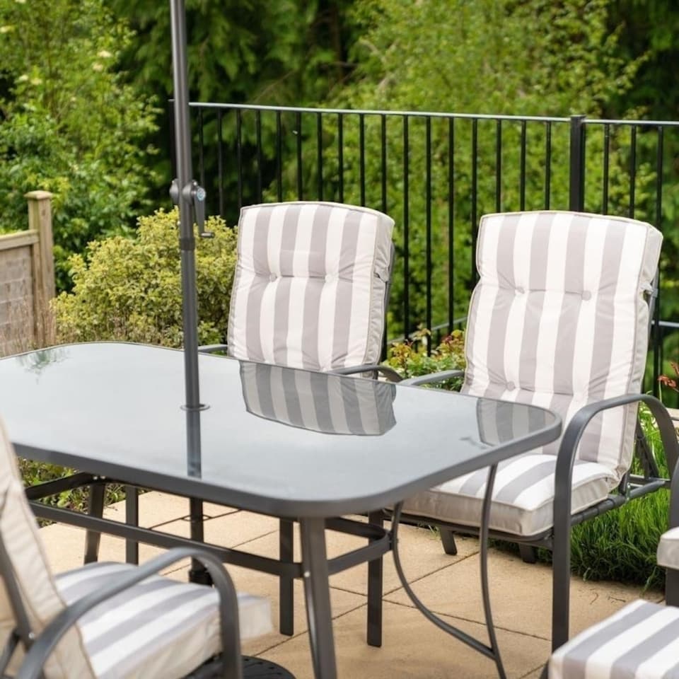 image 1 of Hadleigh Reclining Garden Dining And Leisure Furniture Set In Grey