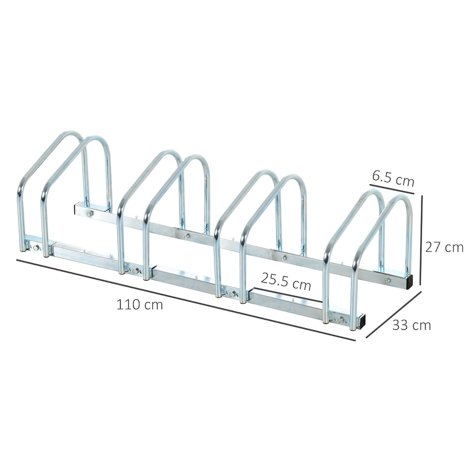 image 1 of HOMCOM Bike Parking Rack Bicycle Locking Storage Stand for 4 Cycling Silver
