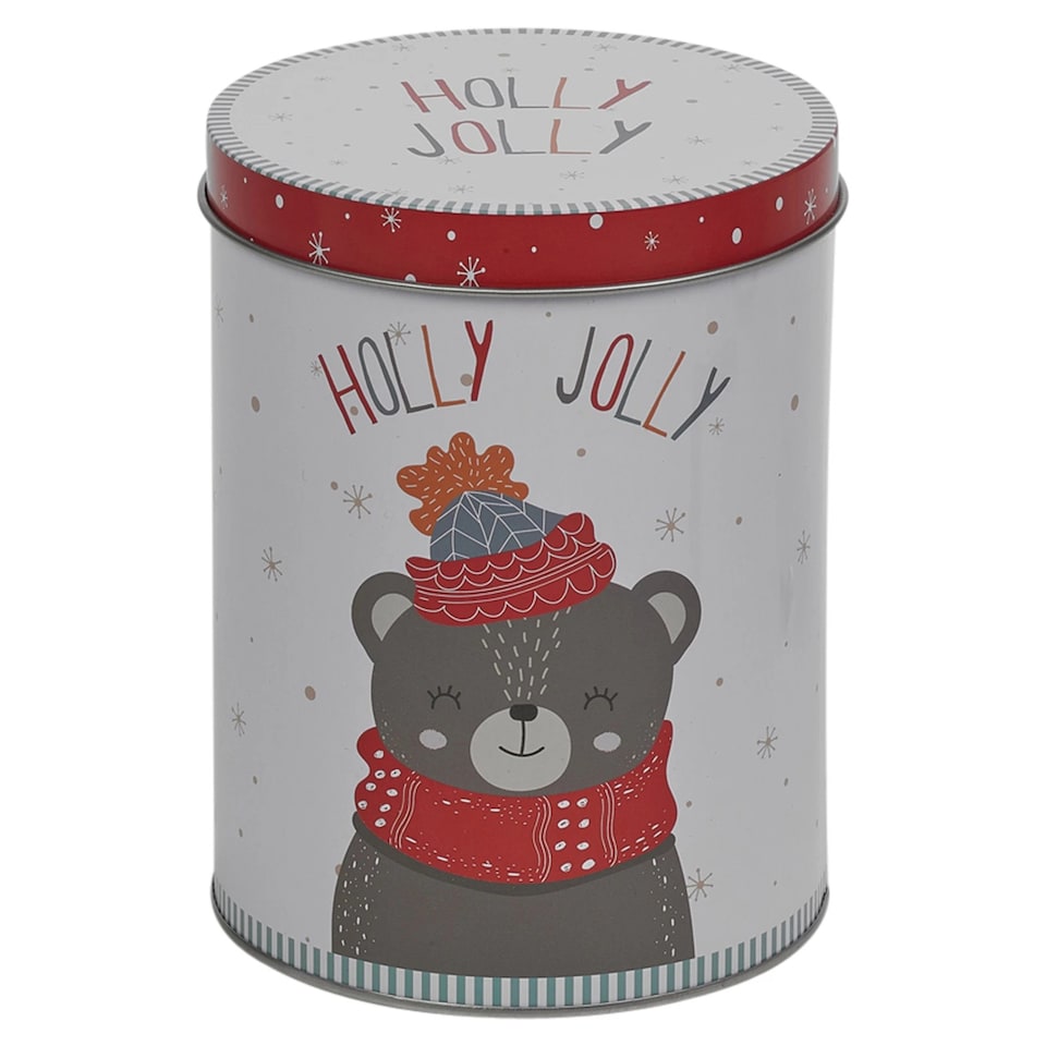 image 1 of 3pc Christmas Themed Storage 1L Tins Set Biscuits Coffee Sugar Tea Condiments | Multi | Animals | 3