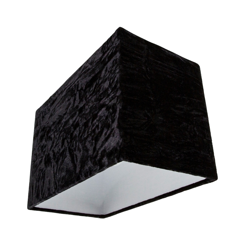 image 1 of Contemporary Designer Jet Black Crushed Velvet Fabric Rectangular Lamp Shade | Black