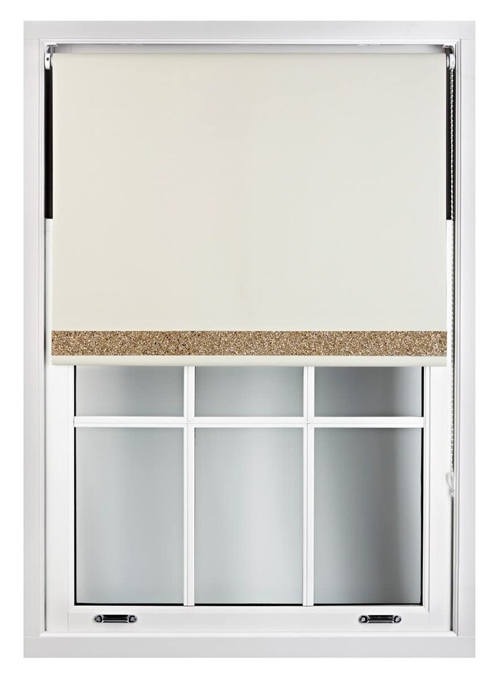 image 1 of FURNISHED Thermal Blackout Roller Blinds with Glitter Edge - (W)120cm x (L)165cm | Cream | Cream | (W) 120cm x (L) 165cm