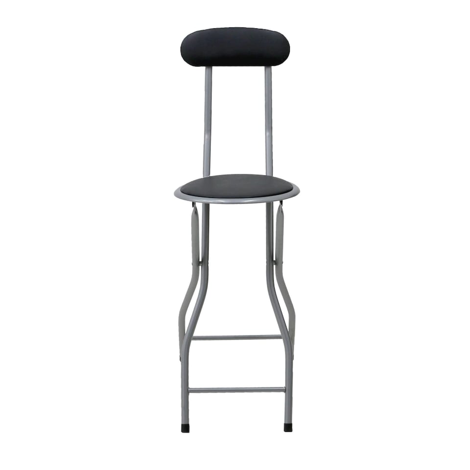 image 1 of Black Padded Folding High Chair Breakfast Kitchen Bar Stool Seat | Black