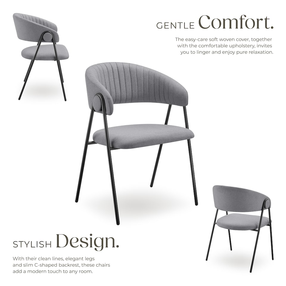 image 1 of Dining Chair Bedano - woven fabric, padded, 150 kg load capacity | Grey | grey | 6