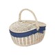 image 2 of White Wash Finish Oval Wicker Basket with Lining Blue | Blue | One Size