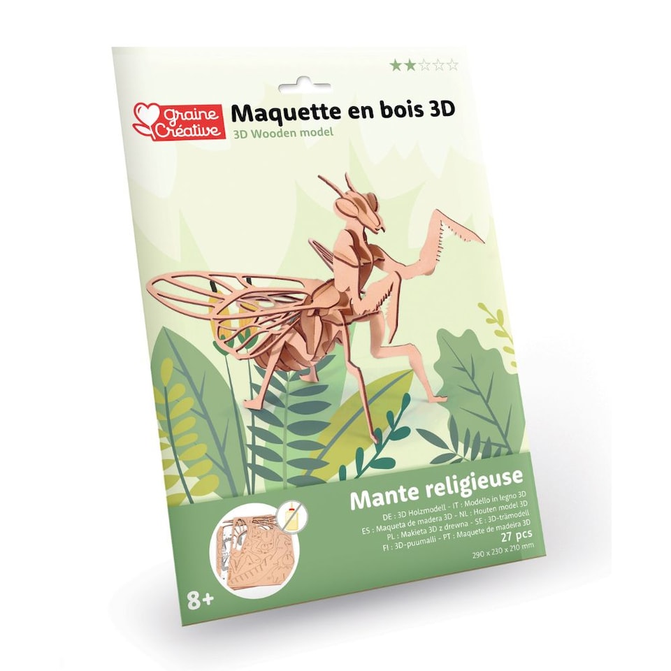 image 1 of 3D Wooden Model Kit Praying Mantis - Craft Gifts for 8 yrs +