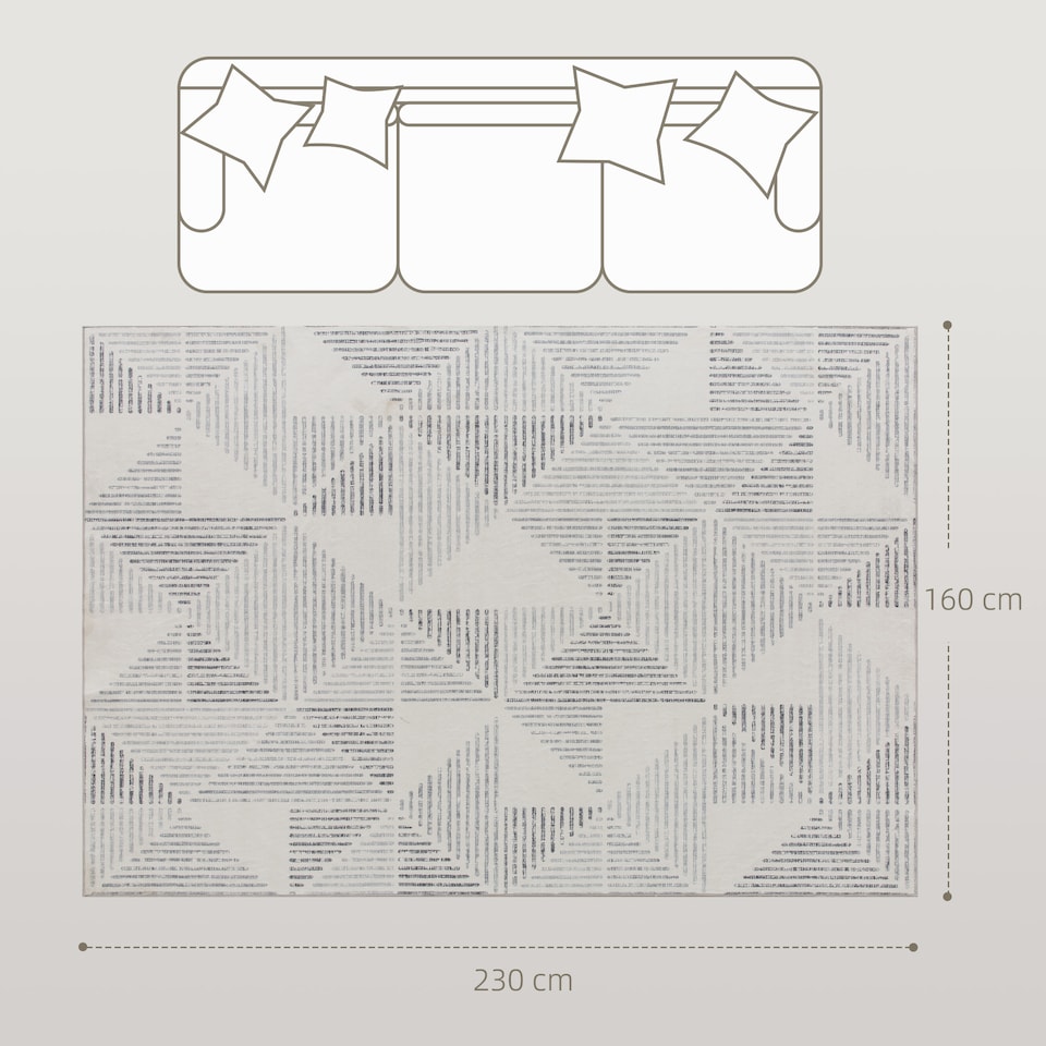 image 1 of HOMCOM Modern Area Rug, Geometric Pattern Non-Slip Washable Rug, Soft Floor Carpet for Living Room, Bedroom, Dining Room, Home Office, 230 x 160 cm, Grey | Grey
