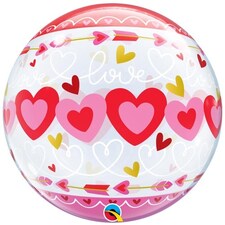 Love Connected Hearts Bubble Helium Qualatex Balloon 56cm / 22 in