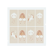 Cute Hand Drawn Unicorn, Rainbow and Cloud Designer Splash Back | White