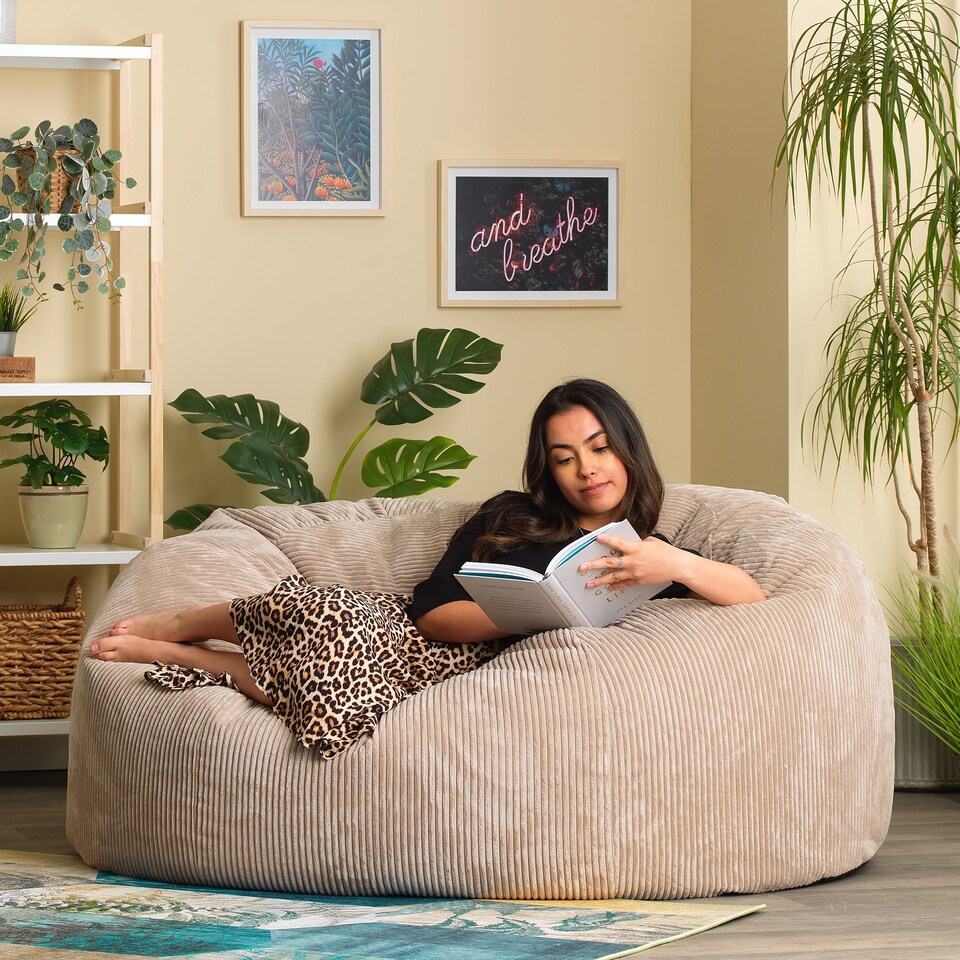 image 1 of icon Soul Giant Corduroy Bean Bag Natural 2-Seater Bean Bag Chair