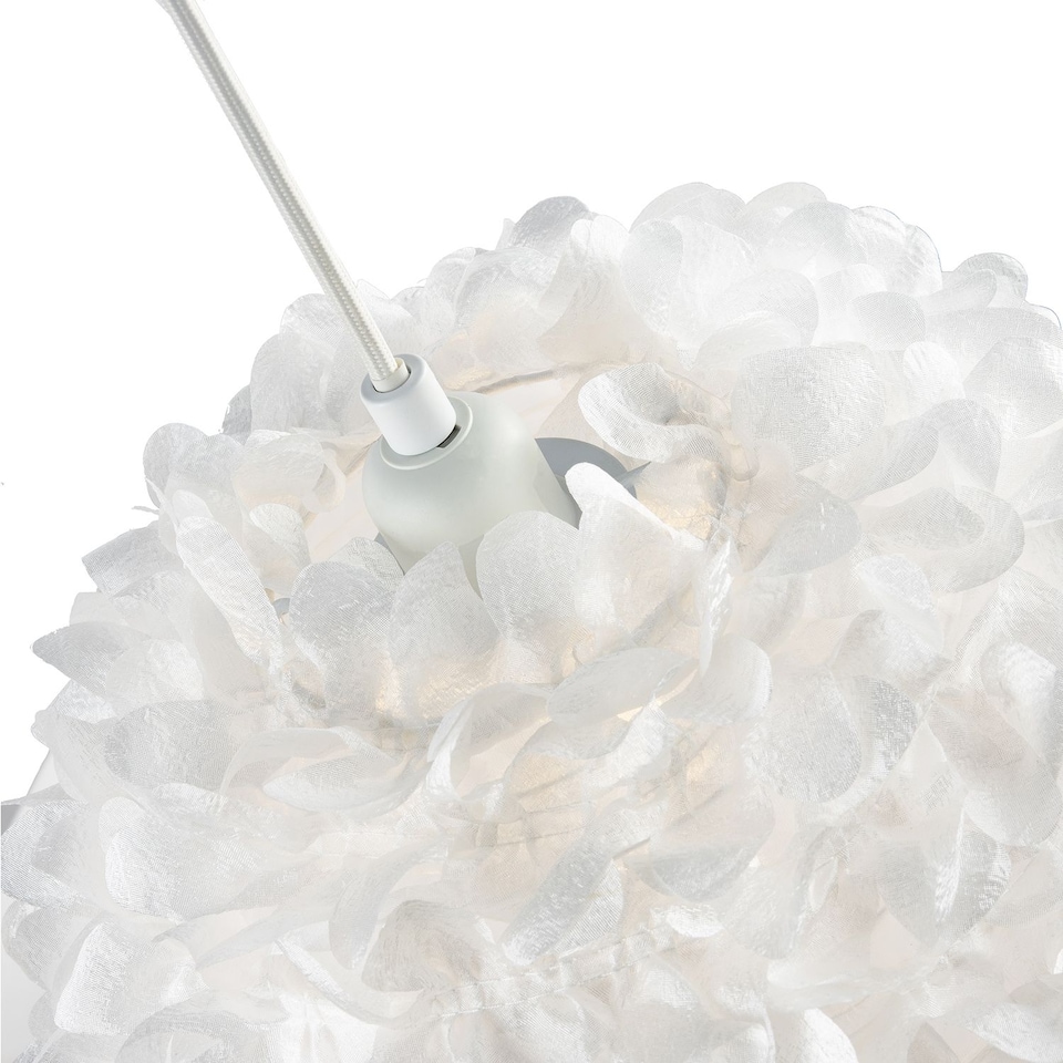 image 1 of Chic Designer 30cm Pendant Light Shade with White Fabric Folded Petals | White | White | 1