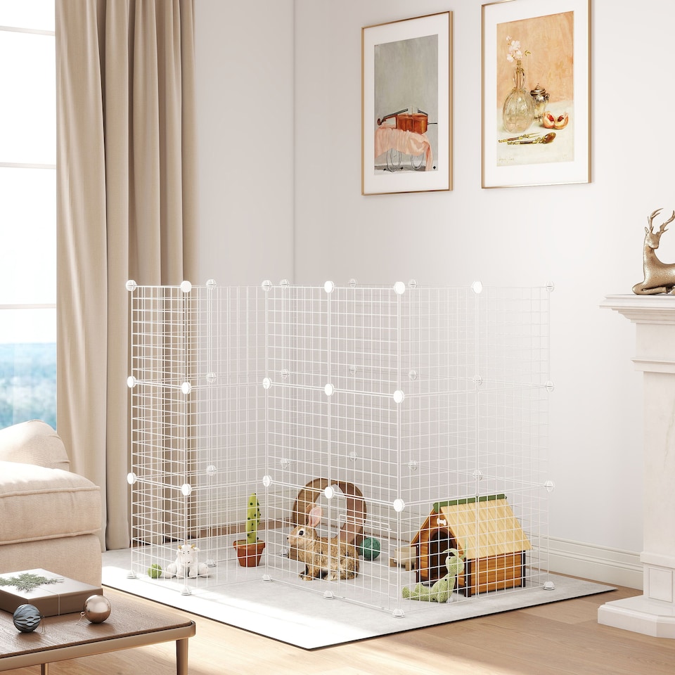 image 1 of PawHut DIY Pet Playpen 36 Panel for Rabbit Chinchilla Hedgehog, White