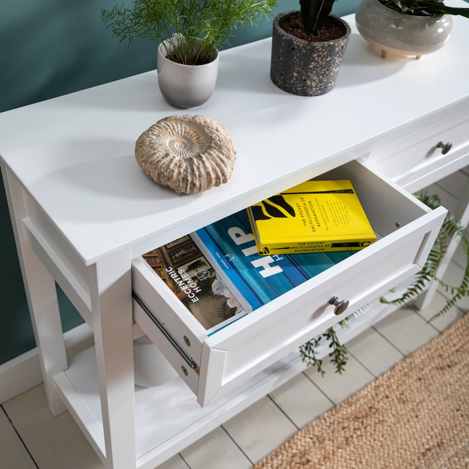 image 1 of Karlstad Console Hallway Table with 2 Drawers in White