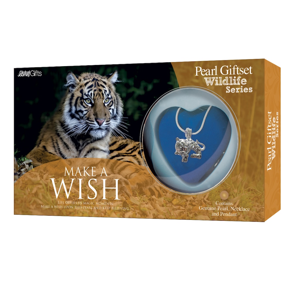 image 1 of Wildlife Series Tiger Open-Your-Own Pearl Pendant Necklace Gift