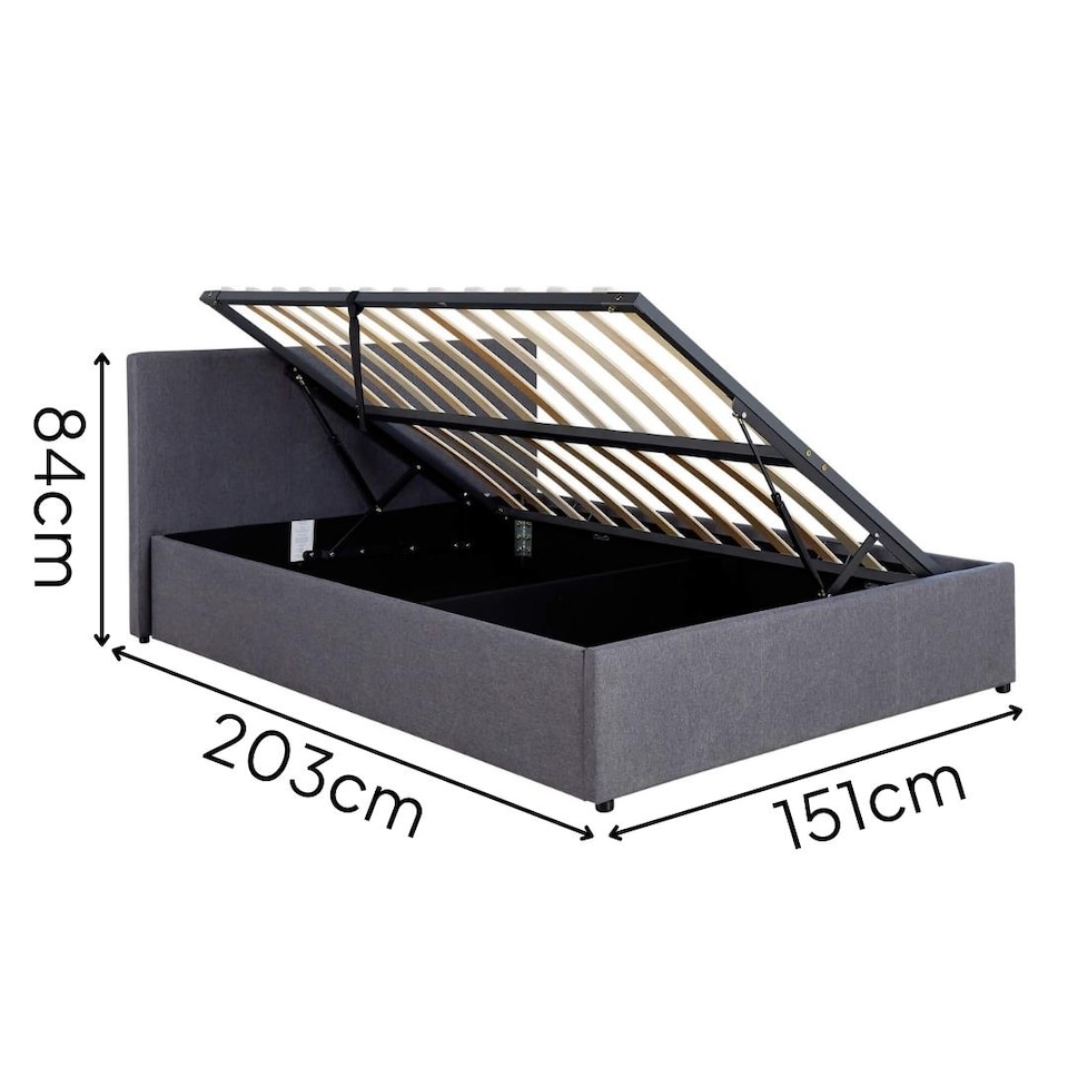 image 1 of Ottoman Side Lift Storage Bed Double Hopsack Fabric Bed Frame Gas Lift Furniture