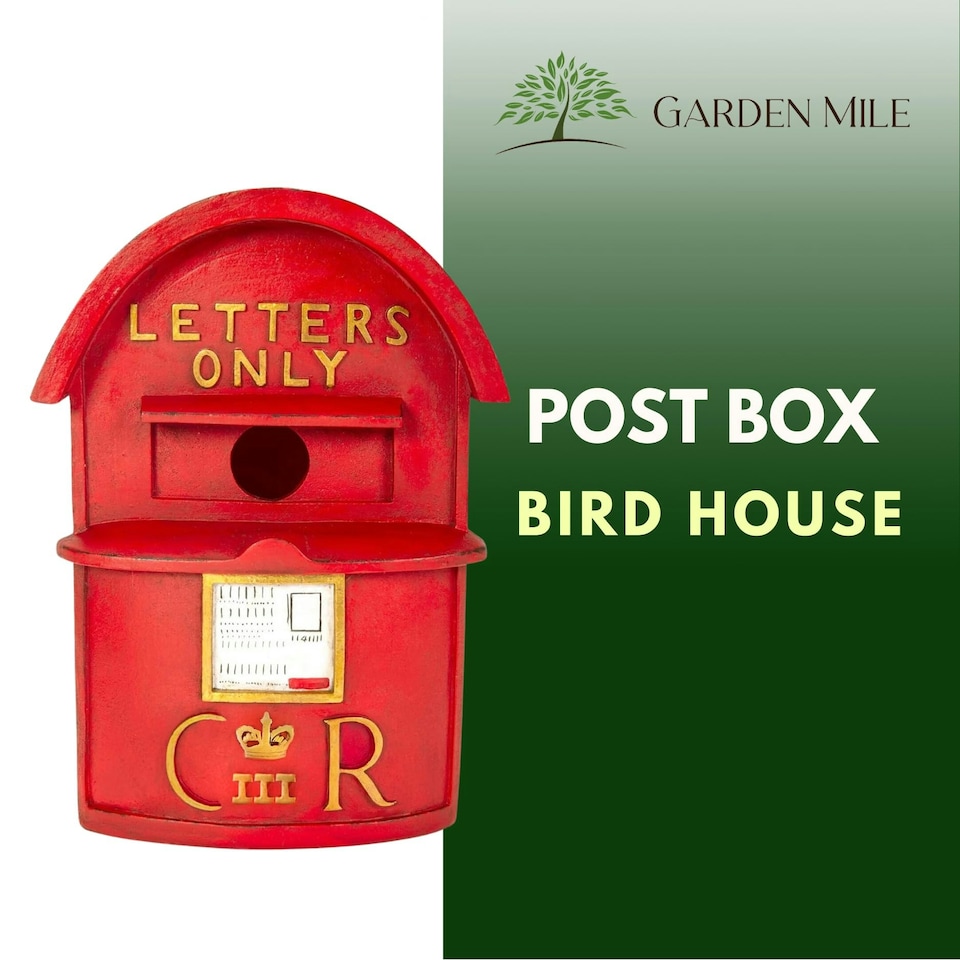 image 1 of Marco Paul Red Post Box Bird House Weatherproof Nesting Boxes Red