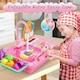 image 4 of Kids Kitchen Sink Playset with Real Running Water Food Accessories Cookware Hanging Rack and Storage Space