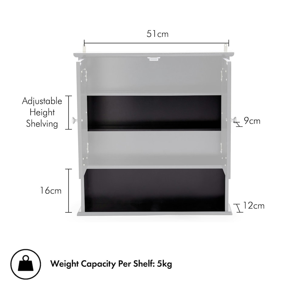 image 1 of VonHaus Shrewsbury Black Bathroom Mirror Cabinet with Storage